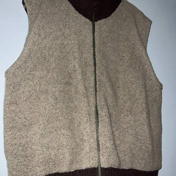 Vintage 90s Cabela's Wool Vest Reversible Sherpa Full Zip Brown Green Size Large - Picture 6 of 7